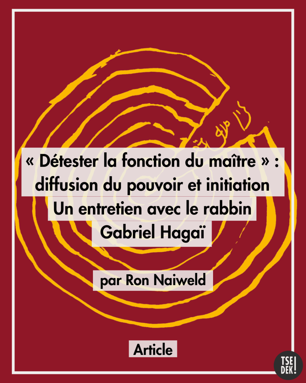 Couverture de l'article qui reprend l'image de la couverture du livre de Gabriel Hagaï.