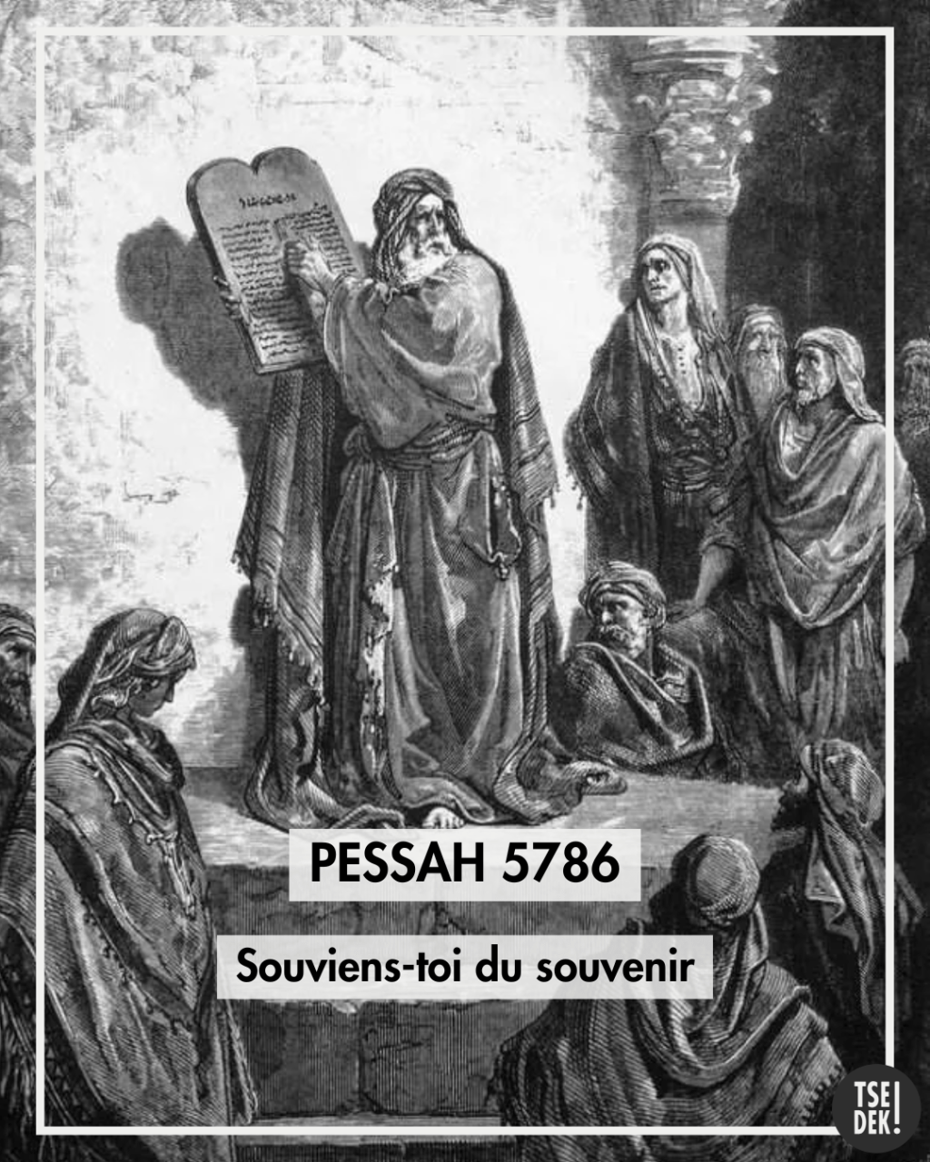 Gravure de Moïse présentant les tables de la Loi.